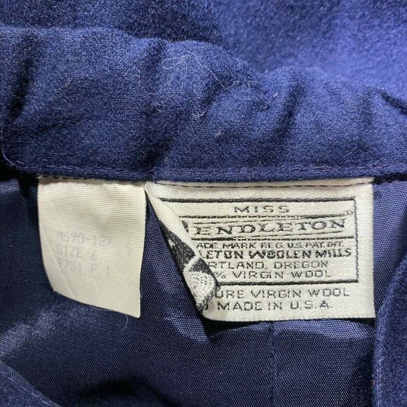 Vintage‎ Pendleton Modest Skirt Womens 6 Navy Blue Wool Pleated Lined Pockets - Picture 6 of 9